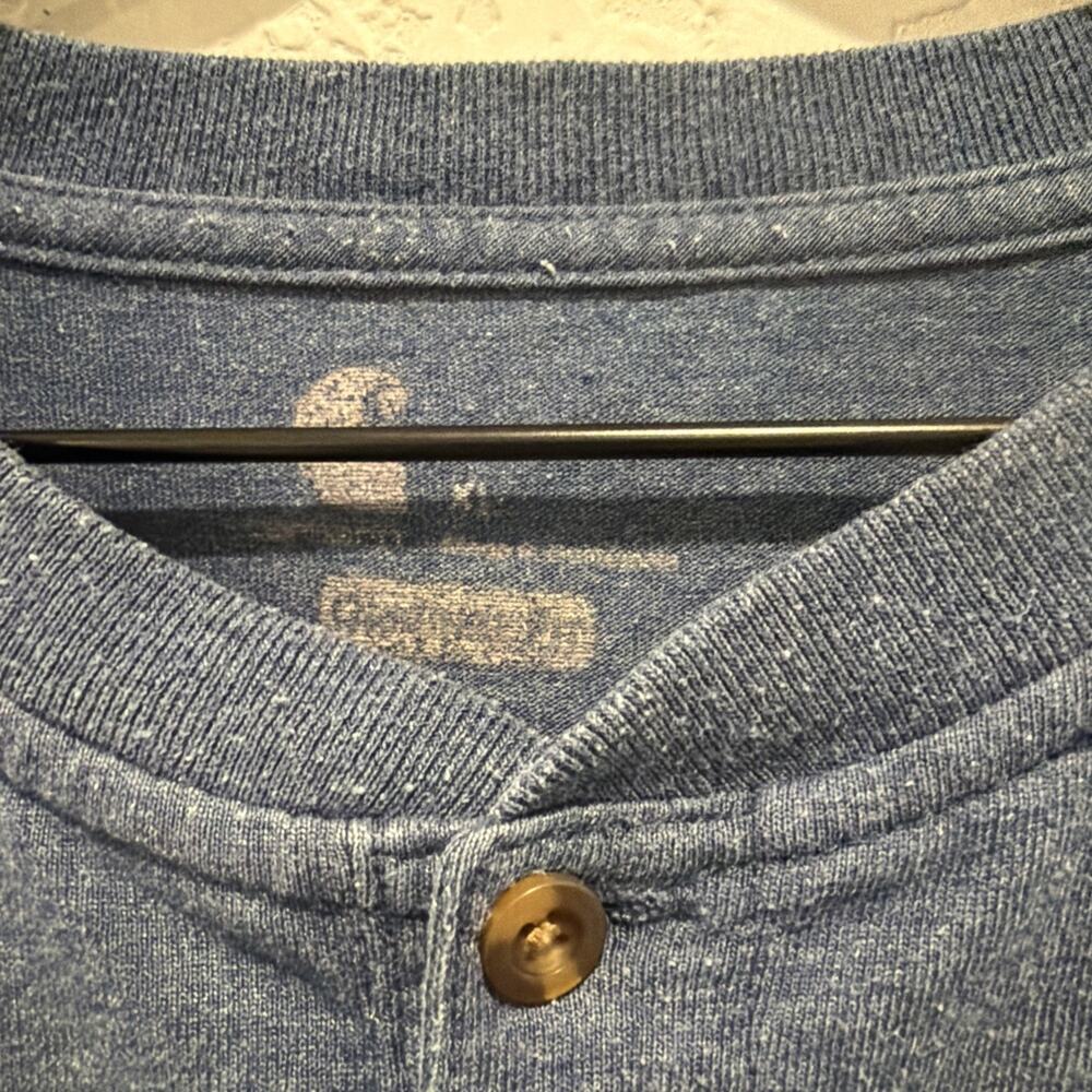 Carhartt Blue Button T-shirt Cotton Blend Size Xl - Picture 3 of 5